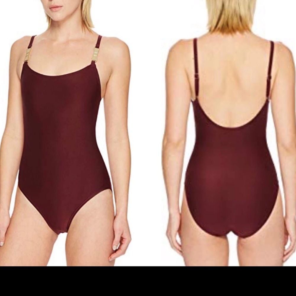 Kate Spade New York Crescent Bay One-Piece with Bow Hardware Deep Cherry Small
